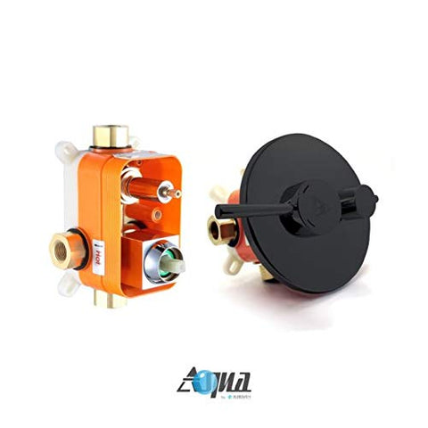 Aqua Rondo by KubeBath Matte Black 2-Way Rough-In Shower Valve With Cover Plate, Handle and Diverter
