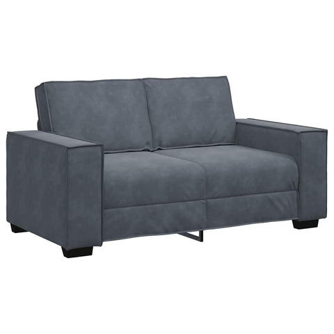 vidaXL Dark Gray Velvet 2-Seater Sofa - Modern Couch with Wooden and Metal Frame, Wide Armrests, 63" Comfortable Lounge for Living Room/Office/Guest Room