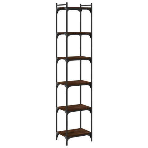 Oakestry Bookcase 5-Tier Brown Oak 15.7 in.x11.8 in.x74 in. Engineered Wood Premium Contemporary Organizer
