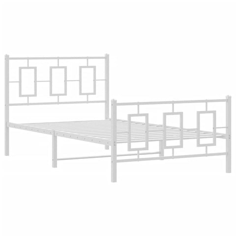 vidaXL Bed Frame White Powder-Coated Steel Single Bed Frame