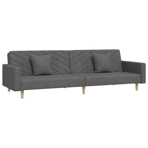 vidaXL 2-Seater Sofa Bed with Two Pillows, Convertible Sofa Bed, Loveseat Couch Bed for Living Room Bedroom, Modern Style, Dark Gray Fabric