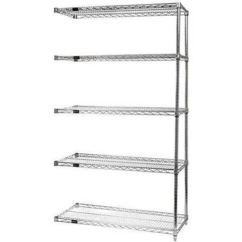 Quantum Storage Systems AD63-3048C Add-On Kit for 63" High 4-Tier Wire Shelving Unit, Chrome Finish, 30" Width x 48" Length x 63" Height