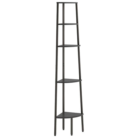 vidaXL 5-Tier Corner Storage Shelf - Black Steel Frame Bookcase for Living Room, Bedroom, Office - 17.9"x12.4"x70.9" Size