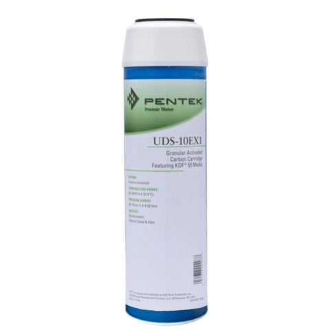 Pentek Pentair Pentek UDS-10EX1 Carbon Water Filter, 10-Inch, Under Sink Standard Granular Activated Coconut Shell Carbon Cartridge with KDF 55 Media, 10" x 2.5", 5 Micron