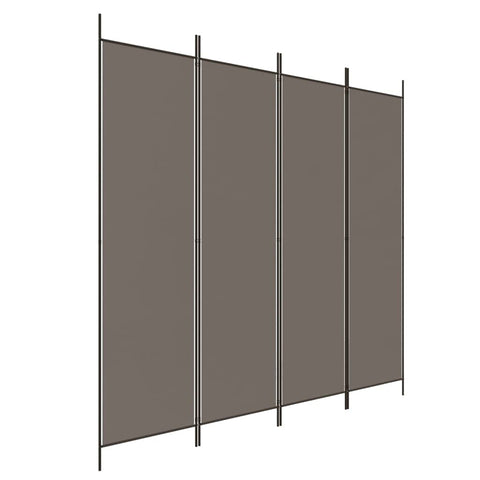 vidaXL 4-Panel Room Divider in Anthracite - 78.7"x86.6" Foldable Privacy Screen - Perfect for Bedroom/Living Room - Fabric Panel Divider