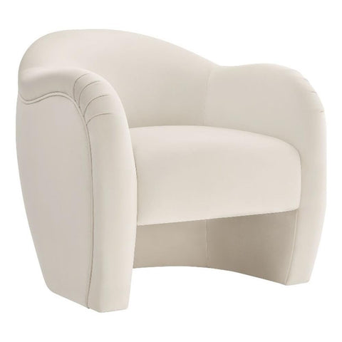 Modway Compose Barrel Chair with Performance Velvet Fabric in Alabaster – Upholstered Accent Armchair with Curved Backrest – Cozy Lounge Chair for Reading – Round Comfy Single Sofa Club Chair