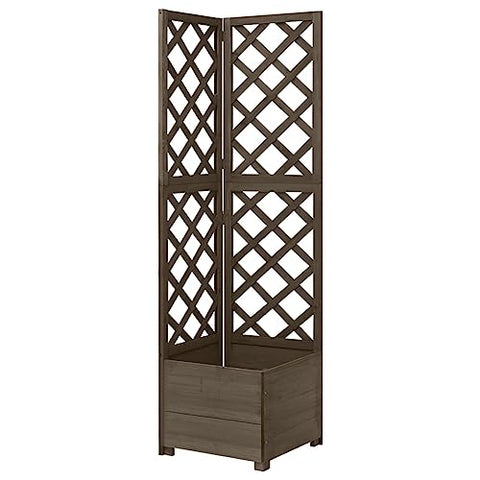 vidaXL Planter, Flower Box, Trellis Raised Bed, Outdoor Planter for Patio Backyard Garden Balcony Porch Vegetables Herbs, Gray Solid Firwood