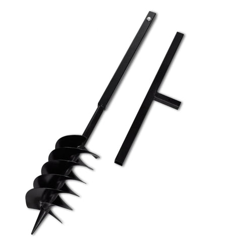 vidaXL Garden Auger, Planting Auger with Handle, Garden Auger Drill Bit Hole Digger with Double Spirals, Bulb Auger Tool for Gardening, Steel Black