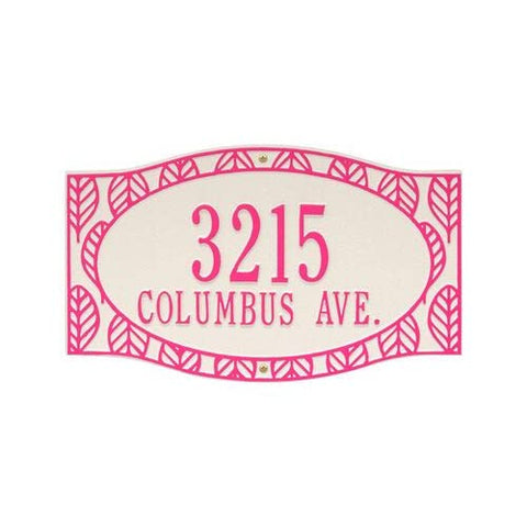 Whitehall 3430L7 Frond 2 Line Personalized Wall Plaque in Stucco and Magenta Color