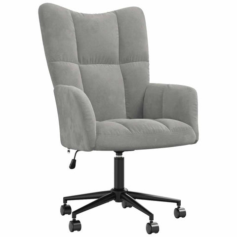 vidaXL Relaxing Chair with Adjustable Height in Light Gray Velvet, Steel Frame, and Swivel Mechanism - Modern Seating for Office or Living Room