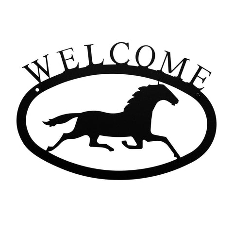 Village Wrought Iron Running Horse Welcome Home Sign Small