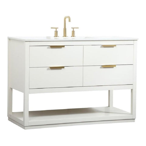 Elegant Decor Larkin 48" Solid Wood MDF Single Bathroom Vanity in White