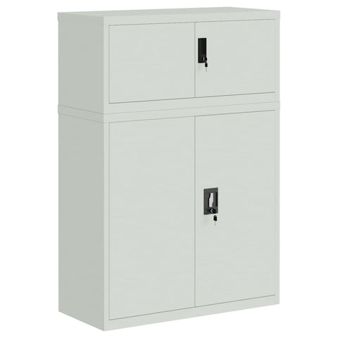 vidaXL File Cabinet, Lockable Metal File Cabinet with Doors, Storage Unit Filing Cabinet for Home Office, Modern Style, Light Gray Steel