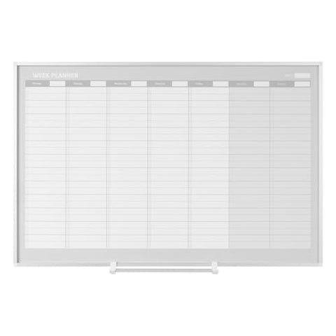 MasterVision Magnetic Dry Erase Weekly White Board Planner, Wall Mounting, Sliding Marker Tray, 24" x 36", Aluminum Frame,Gold