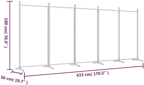 vidaXL vidaXL Room Divider, Folding Privacy Screen 5 Panel Room Divider, Freestanding Room Partition Wall Divider for Room Separation, Black Fabric