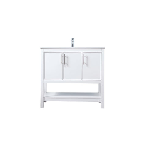 Elegant Kitchen and Bath Everett 36" Solid Wood Single Bathroom Vanity in White
