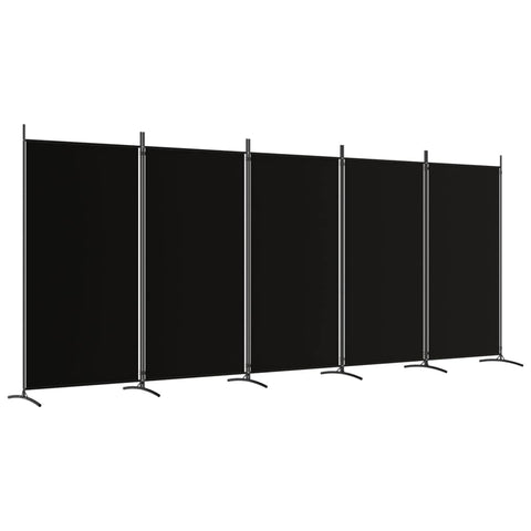 vidaXL Black Fabric 5-Panel Room Divider - Versatile, Durable, Foldable, Large Size Partition Screen for Home or Office Use