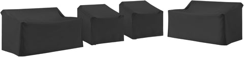 4Pc Outdoor Sectional Furniture Cover Set Black - 2 Loveseats & 2 Chairs