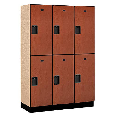18" Wide Double Tier Designer Wood Locker - 3 Wide - 6 Feet High - 18 Inches Deep - Gray