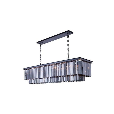 Elegant Lighting Sydney Collection 14-Light Pendant Lamp with Royal Cut Silver Shade Crystals, Mocha Brown Finish