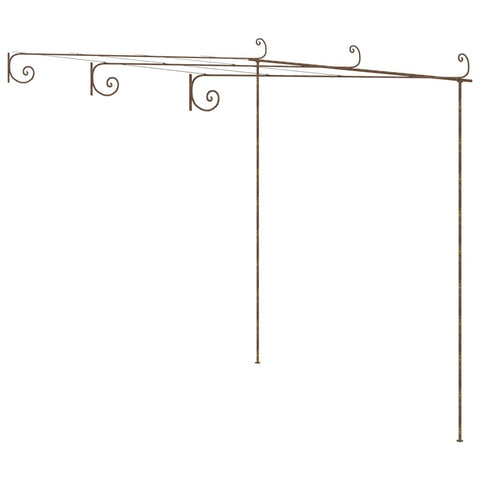 vidaXL Antique Brown Garden Pergola â€“ 9.8' Wrought Iron Outdoor Patio Arbor â€“ Elegant Ornaments â€“ Ideal for Climbing Plants - Lean-to Pergola for Garden, Patio, Terrace