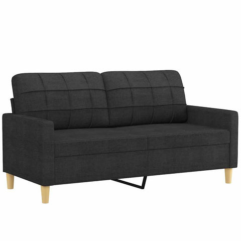 vidaXL Modern 2-Seater Black Fabric Sofa with Metal Frame for Living Room, Lounge Area or Patio, Comfortable Seating Experience with Padded Seats and Back Pillows