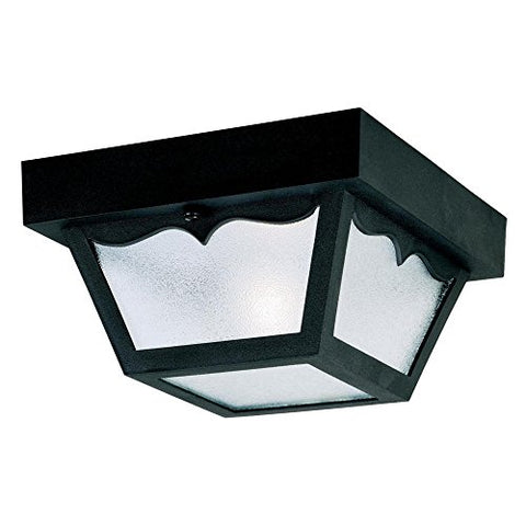 Westinghouse Lighting 6682200 Traditional One-Light Outdoor Flush-Mount Fixture, Black Finish on Polypropylene, Frosted Glass Panels