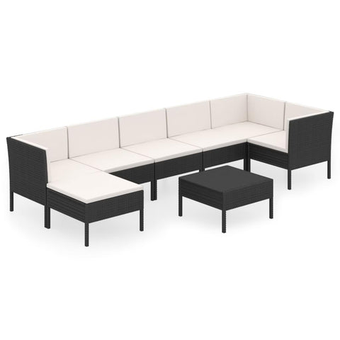 vidaXL Patio Lounge Set 8 Piece, Patio Furniture Set for Outside, Sectional Sofa with Cushions, Sofa, Farmhouse Modern, Poly Rattan Black