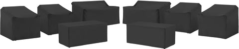 8Pc Outdoor Furniture Cover Set Black - 4 Chairs, 2 Loveseats, & 2 Coffee Tables