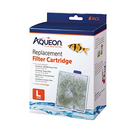 Aqueon Replacement Filter Cartridges Large (6 pack), Ensure Even Distribution of Activated Carbon, 25% More Activated Carbon, Easy Installation