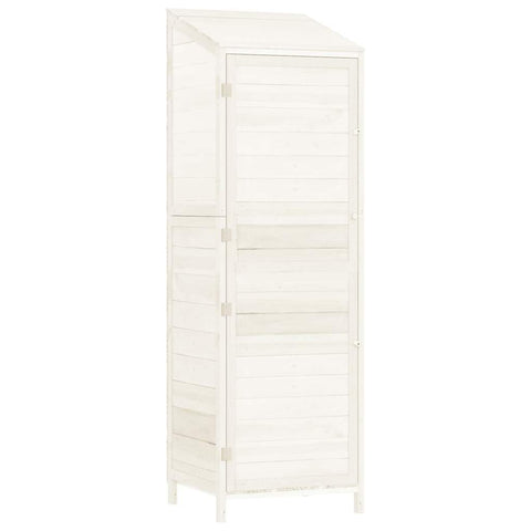 vidaXL Outdoor Storage Shed, Garden Shed, Wooden Storage Shed, Backyard Shed for Patio Lawn Gardening Tools Accessories, White Solid Wood Fir