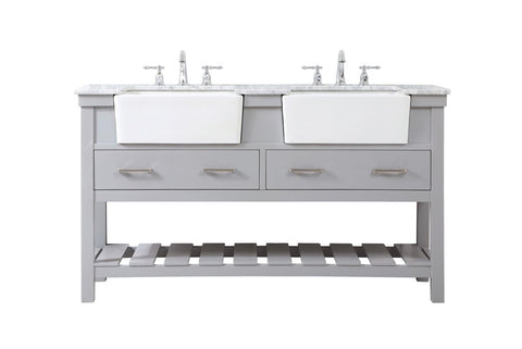 Elegant Decor Clement 60" Wood Double Bathroom Vanity in Black