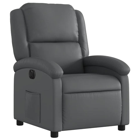 vidaXL Electric Recliner Chair for Elderly - Modern Faux Leather Lounge Armchair with Motorized Recline, Side Pocket, Sturdy Metal & Plywood Frame - Gray