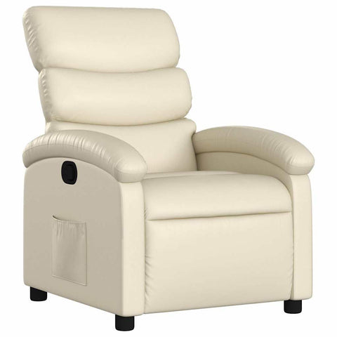 vidaXL Recliner Chair, Adjustable Reclining Armchair for Elderly, Wingback Recliner for Home Theater Cinema, Modern Style, Cream Faux Leather