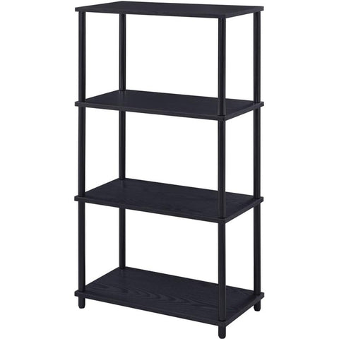 Acme Nypho 4 Wooden Shelves Rectangular Bookshelf with Metal Frame in Black