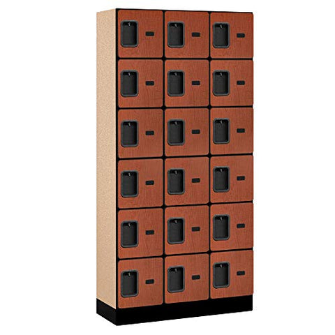 Salsbury Industries Six Tier Box Style Designer Wood Lockers, 6' 3" x 15", Cherry