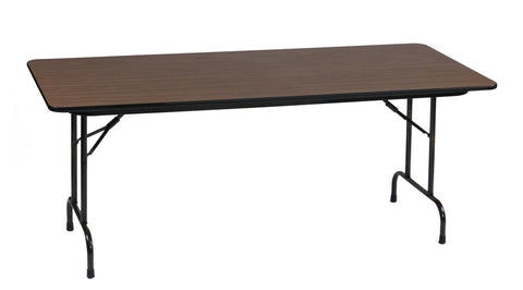 Correll CF2448M 01 Melamine Fixed Height Top Folding Table, Rectangular, 24" Width x 48" Length x 29" Height, Walnut