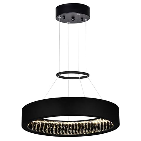 CWI Lighting Rosalina 42-Inch Matte Black LED Chandelier – Oversized Modern Minimalist Dimmable Ceiling Light Fixture