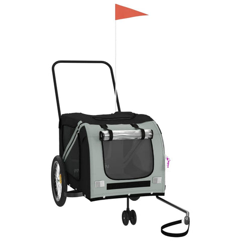 vidaXL Pet Bike Trailer - Gray & Black Iron Frame, Oxford Fabric & PVC Cover, 52.8"x26.8"x28.3"