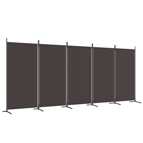 vidaXL 5-Panel Room Divider - Versatile, Foldable, Easy to Assemble - Breathable Brown Fabric 170.5"x70.9" - Ideal for Separating Spaces and Protecting Privacy