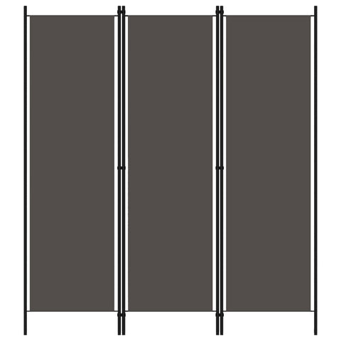 vidaXL Anthracite 3-Panel Room Divider/Partition - 59.1"x70.9" - Powder-Coated Iron Frame, Fabric Screens - for Bedroom, Living Room or Office - Industrial, Modern Style, Easy Assembly