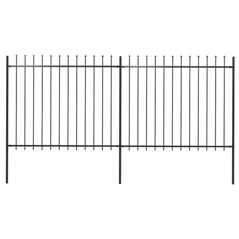 vidaXL Decorative Black Steel Garden Fence with Spear Tops and Mounting Materials - Versatile, Extendable Outdoor Fence for Garden, Home, and Business Properties