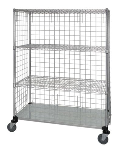 QUANTUM STORAGE SYSTEMS WRCS4-63-2436EP Solid Wire Linen Cart Shelves Chrome 4 Shelves 69" H x 36" W x 24" D