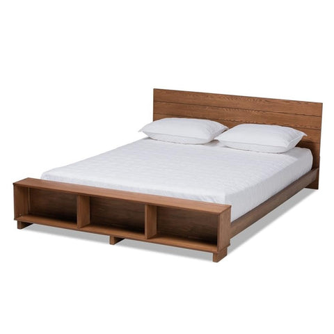 Baxton Studio Regina Ash Walnut Brown Finished Wood Full Size Wood Storage Bed
