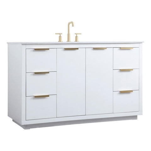 Elegant Kitchen and Bath Blake 54" Solid Wood Single Bathroom Vanity in White