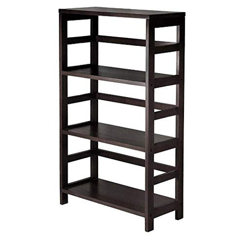 FastFurnishings 3-Shelf Wooden Shelving Unit Bookcase in Espresso Finish