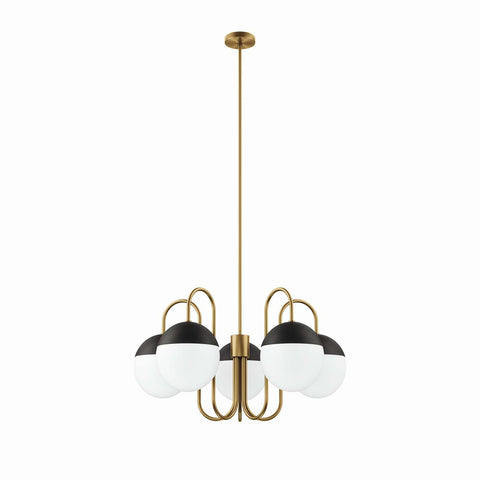 Modway Stellar 5-Light Chandelier in Opal Satin Brass