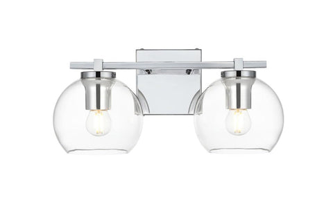 Living District Juelz 2-Light Iron & Glass Bath Sconce in Chrome/Clear