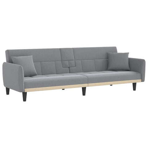 vidaXL Sofa Bed with Cup Holders Light Gray Fabric - Modern Sleeper Sofas, Multipurpose Furniture with Adjustable Backrest, Built-in USB Ports, Maximum Load Capacity 242.5 lb, Compatible for Charg...