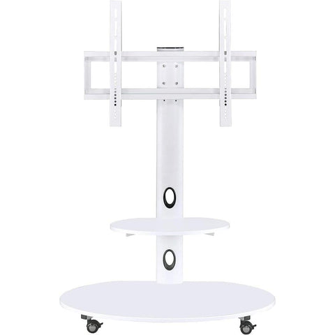 Oakestry White Mobile TV Stand with Adjustable Height and Locking Wheels for Flat Screen TVs up to 75 Inches Rolling Entertainment Center for Living Room Bedroom Office Gaming Setup